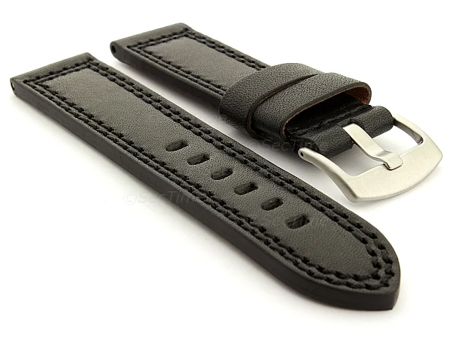 (image for) Panerai Style Waterpoof Leather Watch Strap CONSTANTINE Black 20mm