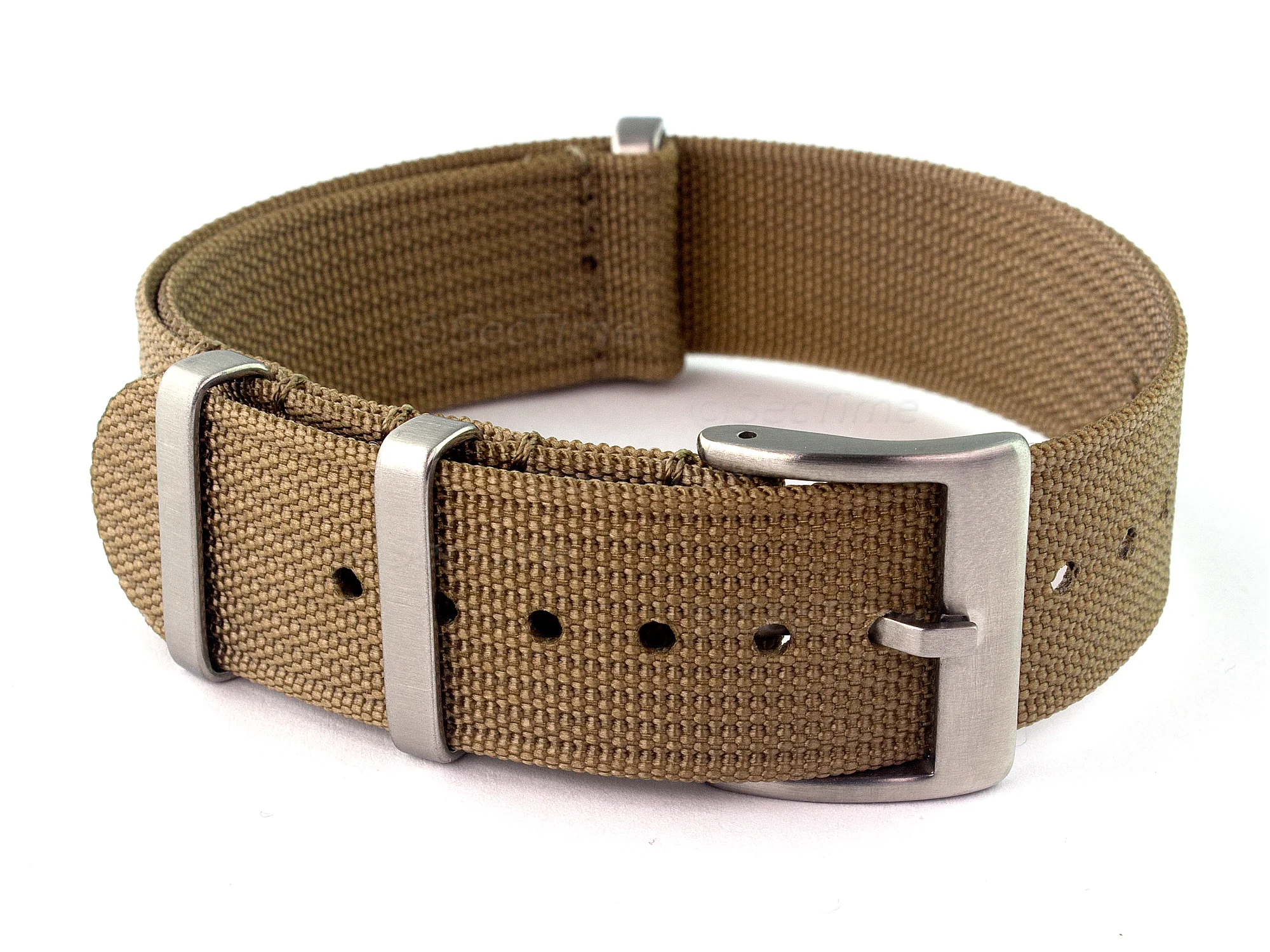 (image for) Ribbed Nylon Nato Watch Strap Military Divers Khaki 24mm