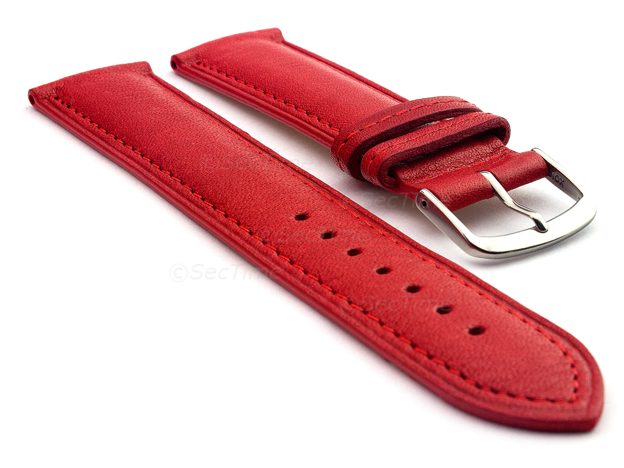 (image for) 16mm Red Genuine Leather Watch Strap Band Vegetable Tanned Alan