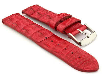 (image for) Genuine Alligator Leather Watch Strap FLORIDA Red 18mm
