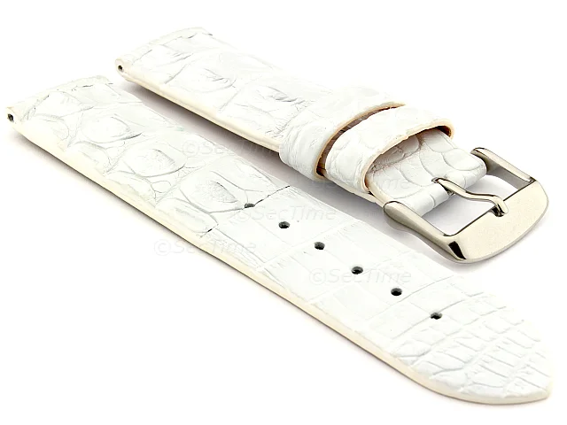 (image for) Genuine Alligator Leather Watch Strap FLORIDA White 20mm