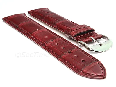 (image for) Genuine Alligator Leather Watch Strap Band Louisiana Maroon 19mm