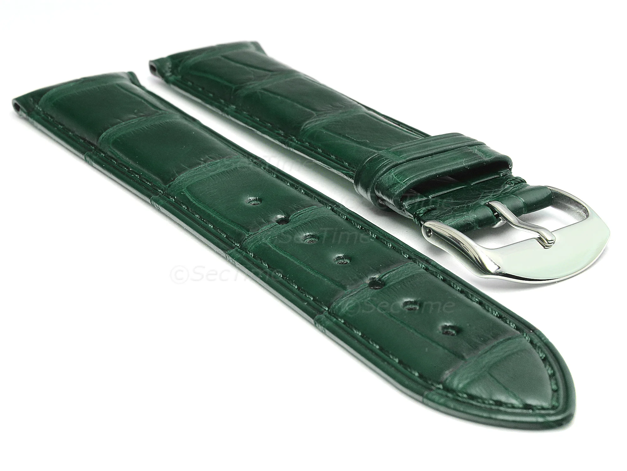 (image for) Genuine Alligator Leather Watch Strap Band Louisiana Green 18mm