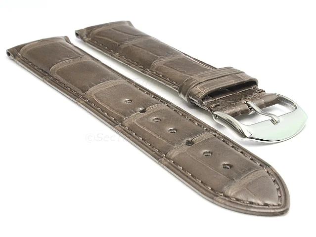 (image for) Genuine Alligator Leather Watch Strap Band Louisiana Coyote Brown 18mm