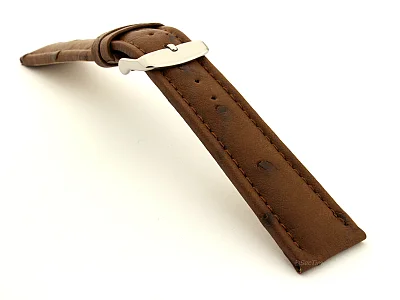 (image for) Genuine Ostrich Leather Watch Strap Amsterdam Dark Brown 24mm (2)