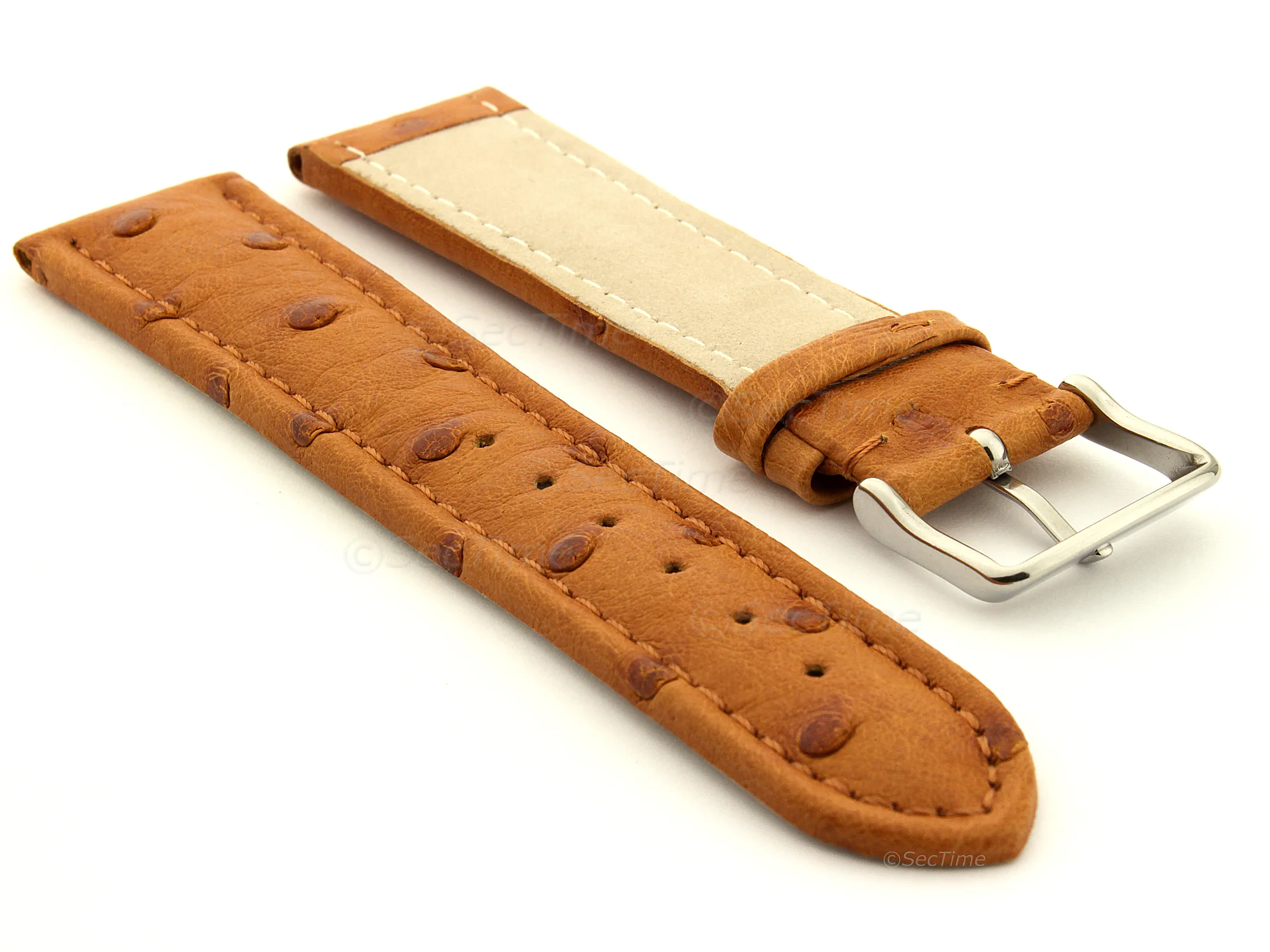 (image for) Genuine Ostrich Leather Watch Strap Amsterdam Brown 24mm (1)