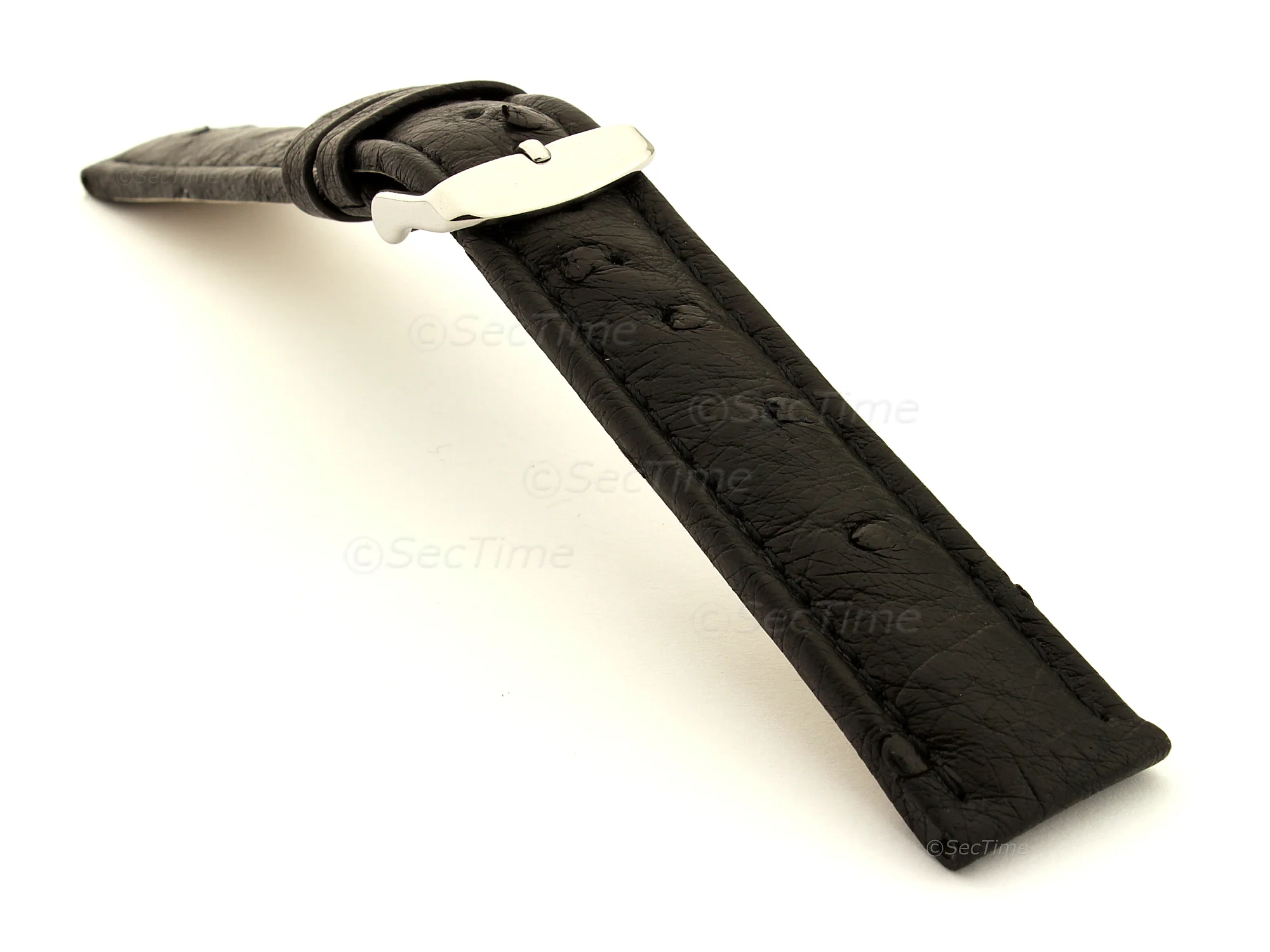 (image for) Genuine Ostrich Leather Watch Strap Amsterdam Black 22mm (2)