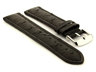(image for) Genuine Ostrich Leather Watch Strap Amsterdam Black 18mm