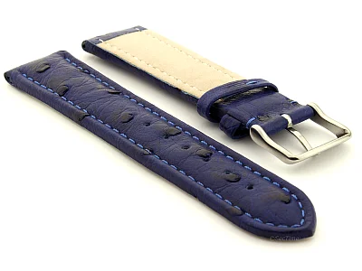 (image for) Genuine Ostrich Leather Watch Strap Amsterdam Blue 22mm (1)