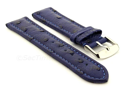 (image for) Genuine Ostrich Leather Watch Strap Amsterdam Blue 20mm