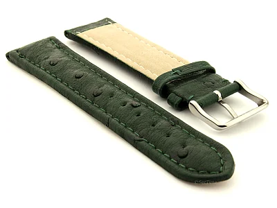 (image for) Genuine Ostrich Leather Watch Strap Amsterdam Green 22mm (1)