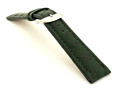 (image for) Genuine Ostrich Leather Watch Strap Amsterdam Green 22mm (2)