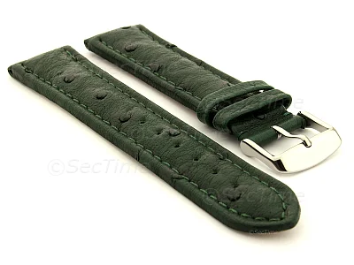 (image for) Genuine Ostrich Leather Watch Strap Amsterdam Green 20mm