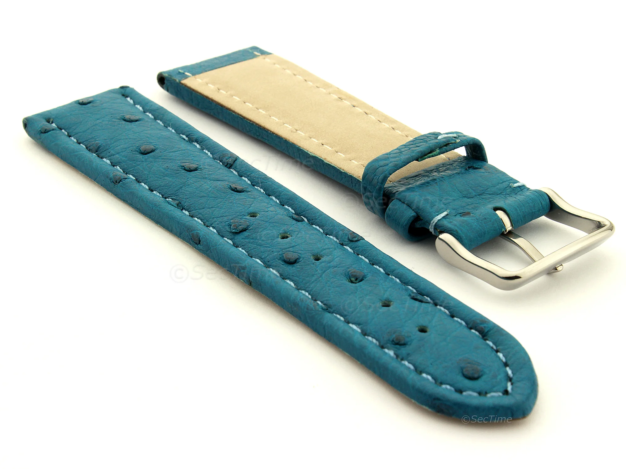 (image for) Genuine Ostrich Leather Watch Strap Amsterdam Turquoise 24mm (1)