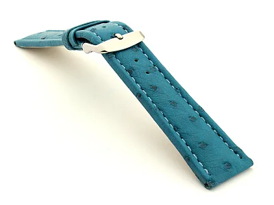 (image for) Genuine Ostrich Leather Watch Strap Amsterdam Turquoise 24mm (2)