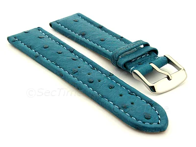 (image for) Genuine Ostrich Leather Watch Strap Amsterdam Turquoise 22mm
