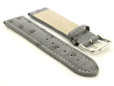 (image for) Genuine Ostrich Leather Watch Strap Amsterdam Grey 24mm (1)