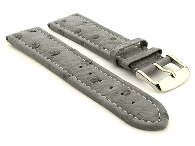 (image for) Genuine Ostrich Leather Watch Strap Amsterdam Grey 18mm