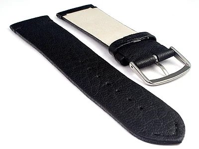 (image for) Short Genuine Leather Watch Strap Band Art Black/Black 10mm (1)