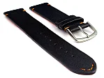 (image for) Short Genuine Leather Watch Strap Band Art Black/Orange 10mm
