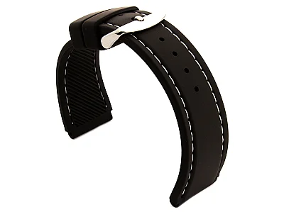 (image for) Notched Corners Silicone Watch Strap Waterproof Astro Black / White 22mm (1)