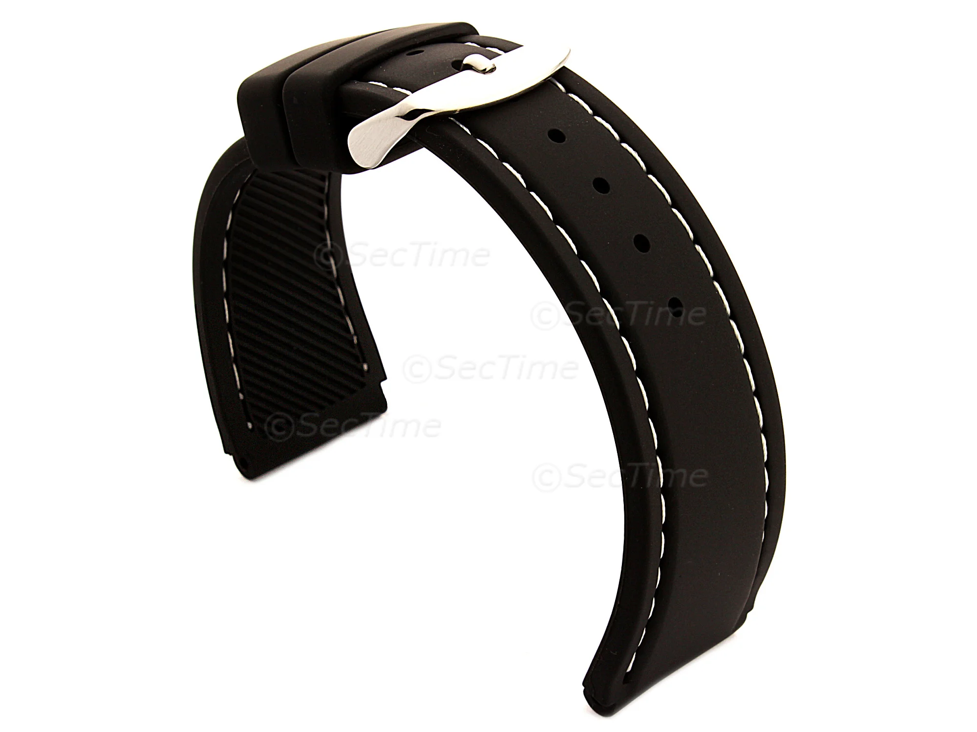 (image for) Notched Corners Silicone Watch Strap Waterproof Astro Black / White 22mm (1)