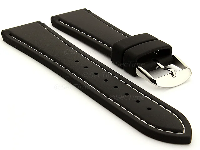 (image for) Notched Corners Silicone Watch Strap Waterproof Astro Black / White 22mm
