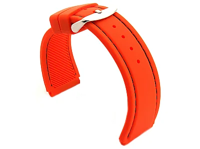 (image for) Notched Corners Silicone Watch Strap Waterproof Astro Orange / Black 22mm (1)