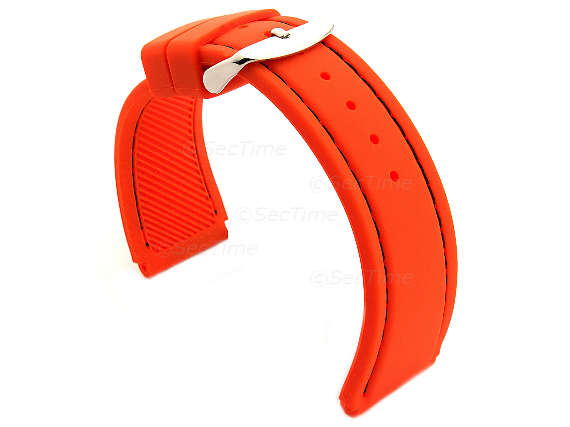 (image for) Notched Corners Silicone Watch Strap Waterproof Astro Orange / Black 22mm (1)