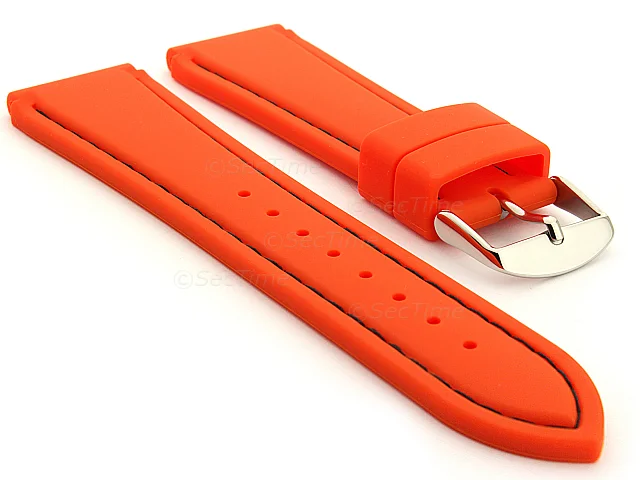 (image for) Notched Corners Silicone Watch Strap Waterproof Astro Orange / Black 20mm