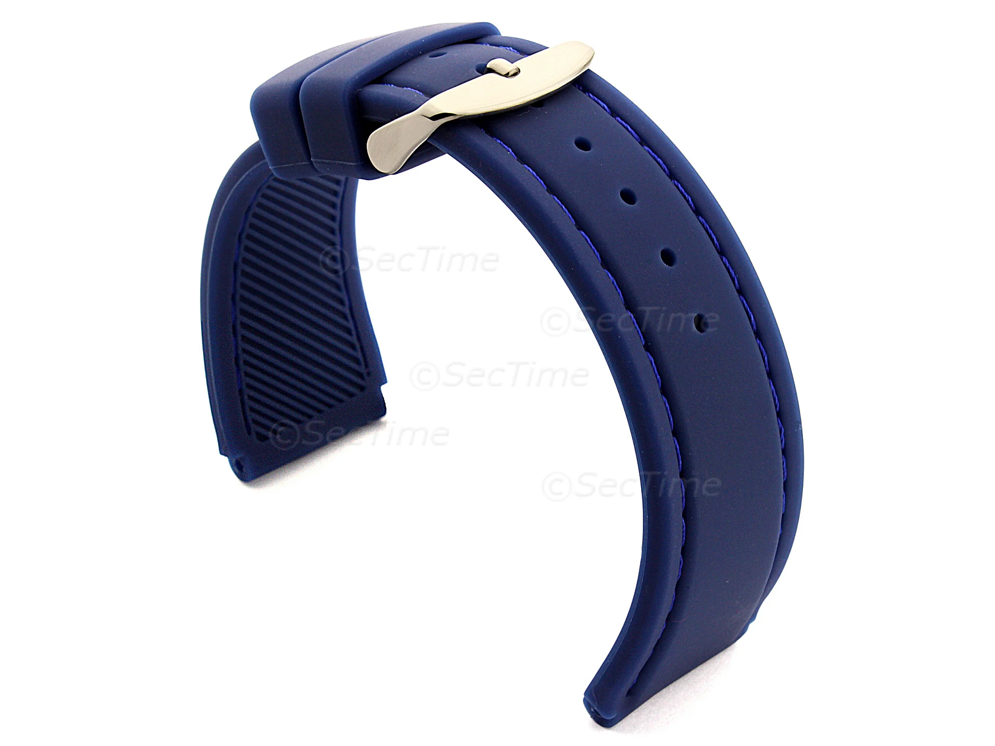 (image for) Notched Corners Silicone Watch Strap Waterproof Astro Blue / Blue 18mm (1)