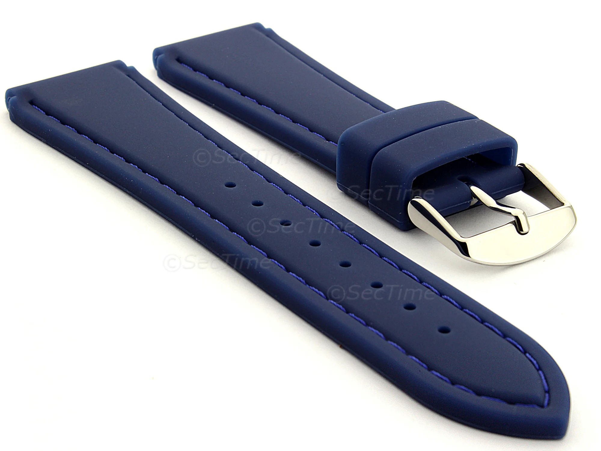 (image for) Notched Corners Silicone Watch Strap Waterproof Astro Blue / Blue 18mm