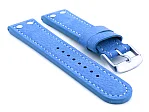(image for) Riveted Suede Leather Watch Strap in Aviator Style Light Blue 20mm
