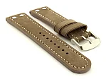(image for) Riveted Suede Leather Watch Strap in Aviator Style Coyote Brown 24mm