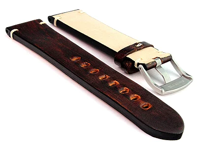 (image for) Genuine Leather Watch Strap Band Barcelona Dark Brown 22mm (1)