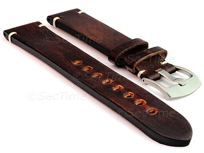 (image for) Genuine Leather Watch Strap Band Barcelona Dark Brown 18mm