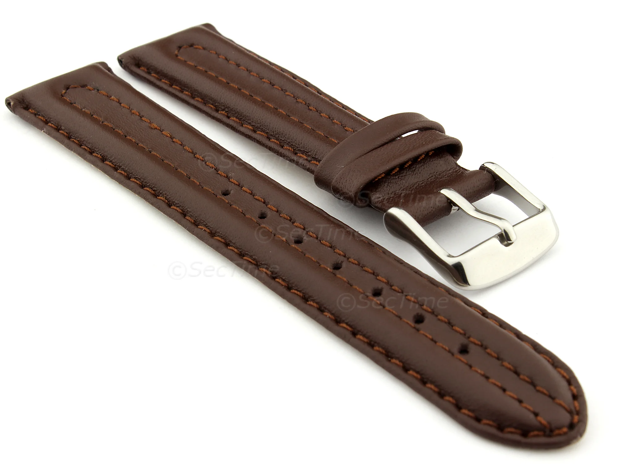 (image for) WATCH STRAP BASEL Genuine Leather Dark Brown/Brown 18mm 