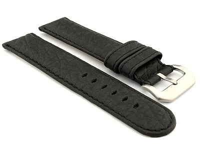 (image for) Genuine Buffalo Leather WATCH STRAP Bizon Black 18mm