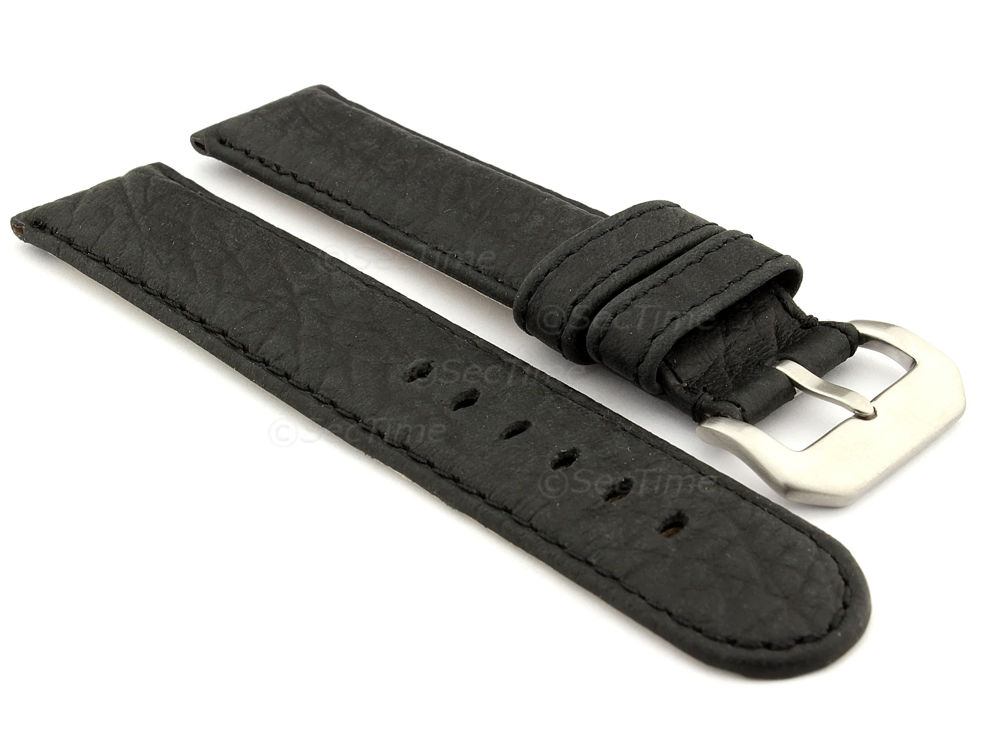 (image for) Genuine Buffalo Leather WATCH STRAP Bizon Black 20mm
