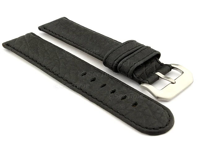 (image for) Genuine Buffalo Leather WATCH STRAP Bizon Black 20mm