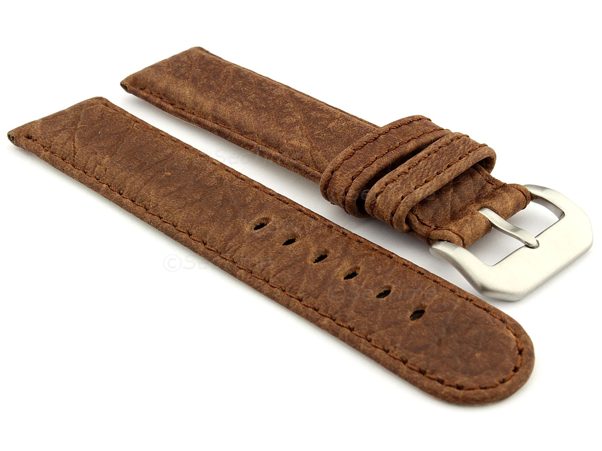 (image for) Genuine Buffalo Leather WATCH STRAP Bizon Dark Brown 18mm