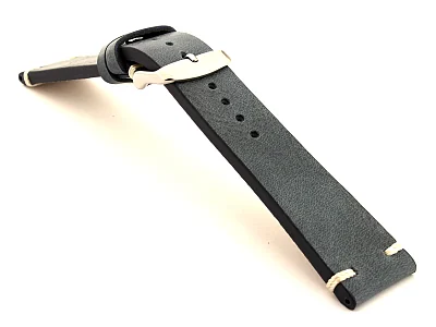 (image for) Genuine Leather Vintage Style Watch Strap Blacksmith Blue 20mm (2)