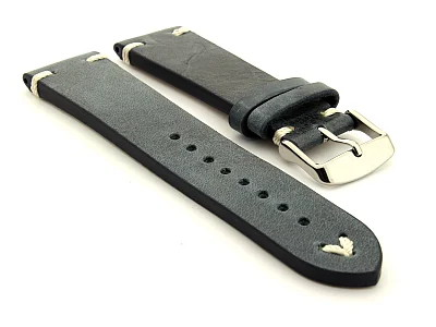 (image for) Genuine Leather Vintage Style Watch Strap Blacksmith Blue 20mm