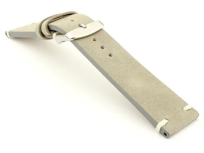 (image for) Genuine Leather Vintage Style Watch Strap Blacksmith Grey 24mm (2)