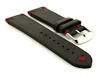 (image for) Genuine Leather Vintage Style Watch Strap Blacksmith Black/Red 20mm