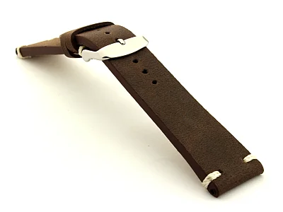 (image for) Extra long Leather Vintage Style Watch Strap Blacksmith Dark Brown 20mm (2)