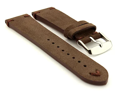 (image for) Suede Leather Retro Style Watch Strap Blacksmith Plus Dark Brown 20mm