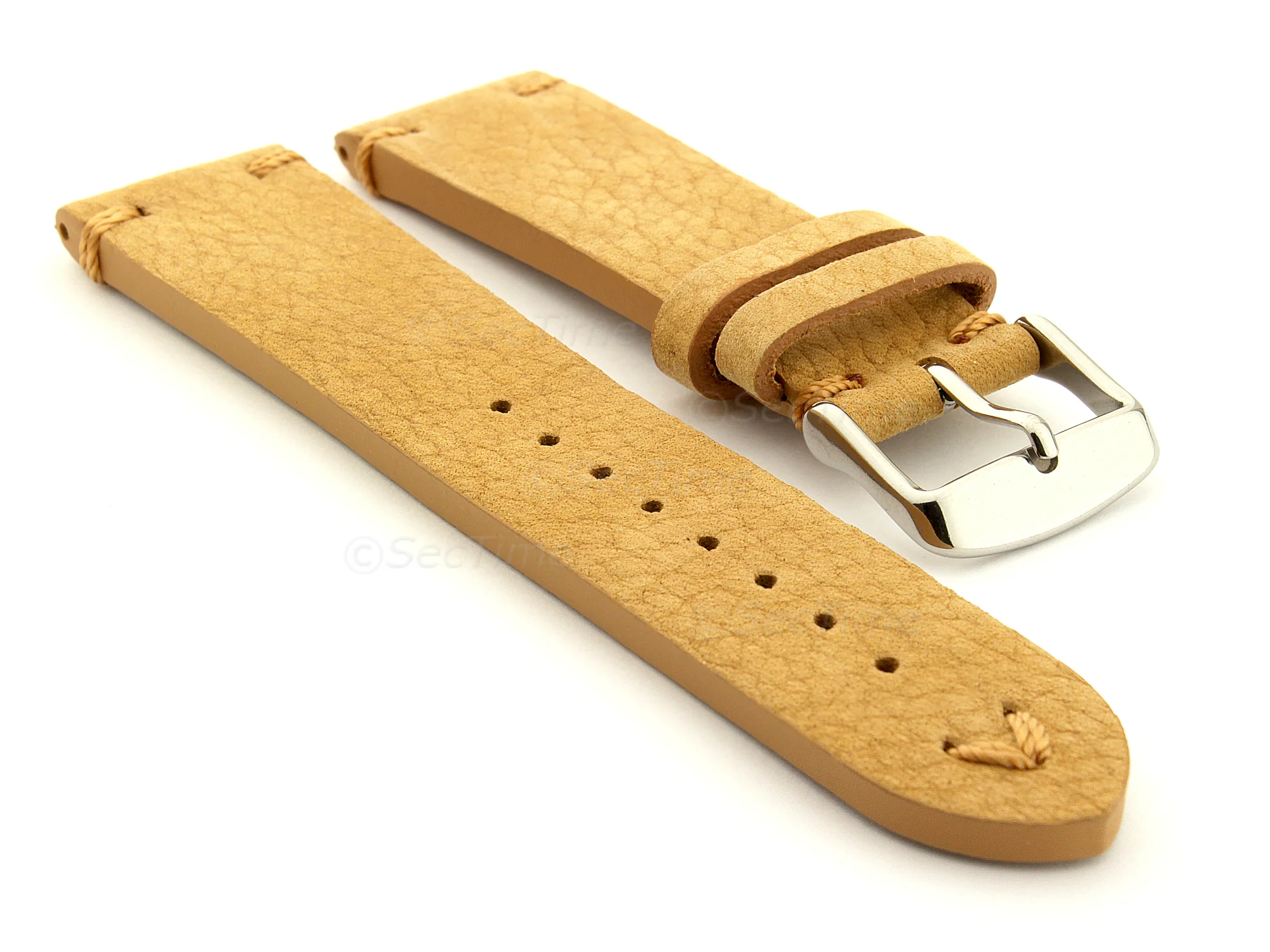 (image for) Suede Leather Retro Style Watch Strap Blacksmith Plus Light Brown 24mm
