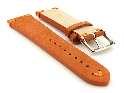 (image for) Suede Leather Retro Style Watch Strap Blacksmith Plus Orange 20mm (1)