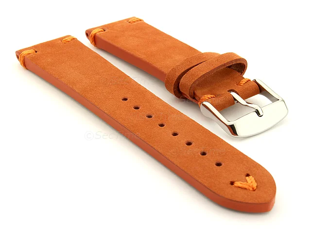 (image for) Suede Leather Retro Style Watch Strap Blacksmith Plus Orange 20mm
